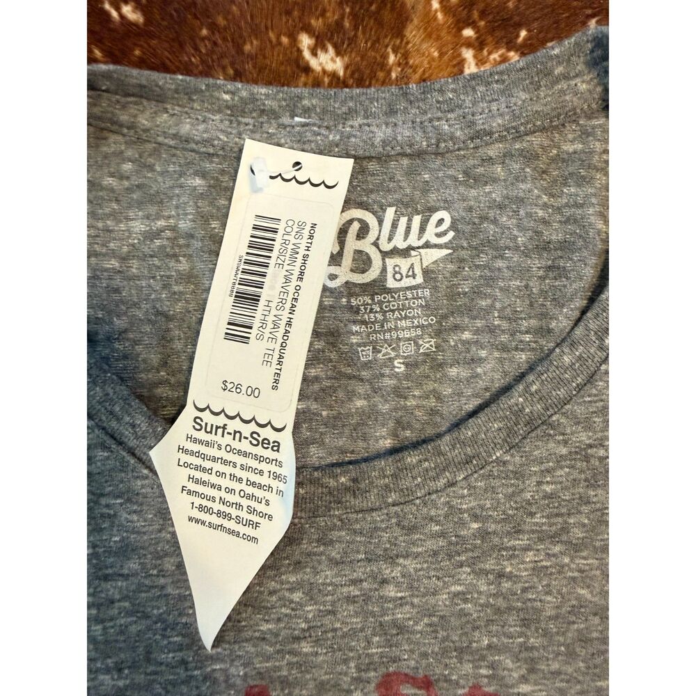 NEW Blue 84 gray t-shirt Surf N Sea surf shop in Hawaii. Women's Size small